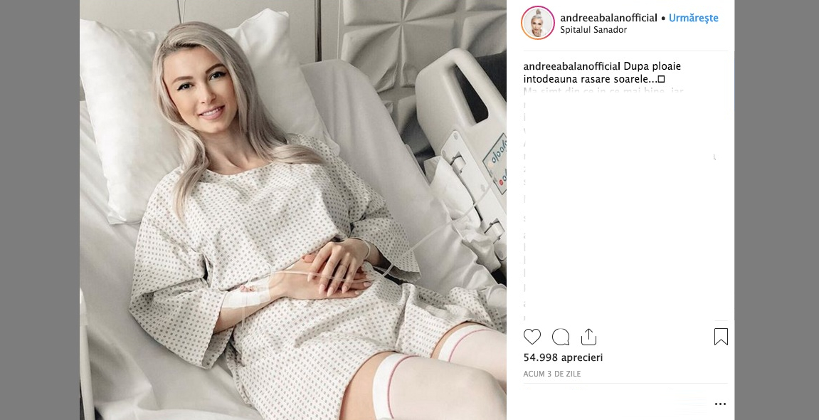 Andreea Bălan s-a trezit din operație machiată și în lenjerie sexy! Liviule, internează-te și tu la spitalul ăla