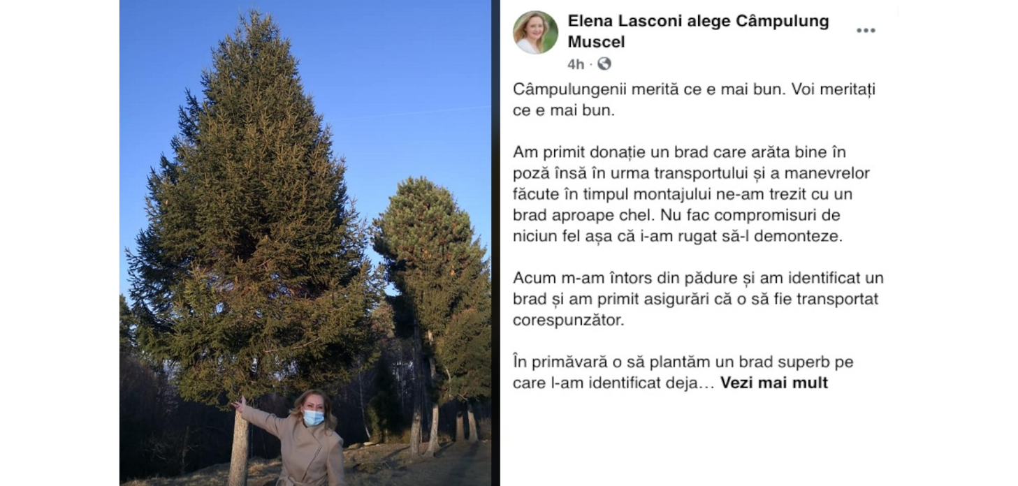 Elena Lasconi s-a dus în pădure şi a tăiat un brad uriaş pentru Crăciun, apoi s-a dus în Laponia şi a răpit un Moş Crăciun!