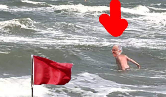 Iliescu s-a aruncat în valurile mării de bucurie că salvamarii au arborat steagul roșu, al PCR!