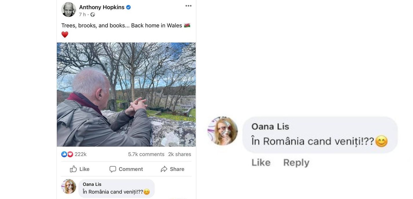 Oana Lis l-a întrebat pe Anthony Hopkins când vine în România! O avea probleme de cuplu?