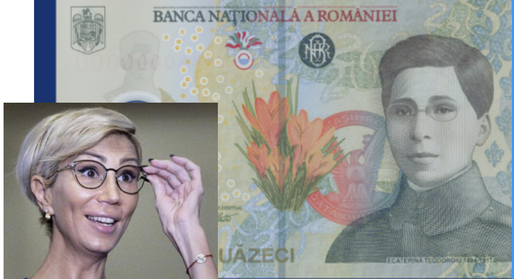 Raluca Turcan îi urează Ecaterinei Teodoroiu "Sănătate, că e mai bună decât banii!" cu ocazia apariției pe bancnota de 20 de lei