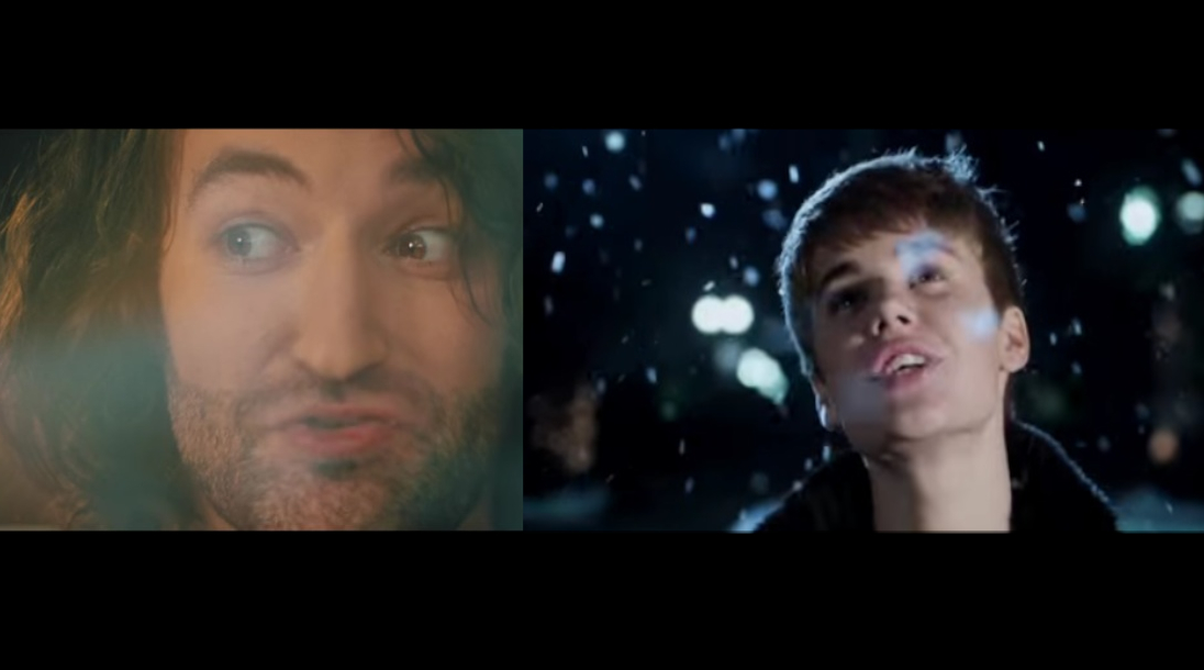 Smiley, un măgar bătrân cu păr alb la kur, îl plagiază pe Justin Bieber, un copil din Canada