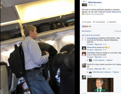 Cioloș, pozat din nou în avion la low-cost! Ăsta nu se mai satură de imagine!